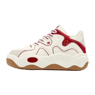 乔丹运动鞋板鞋女豌豆棉鞋红色加绒保暖高帮板鞋厚底增高休闲鞋子