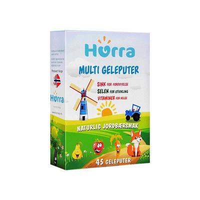 hurra挪威多维锌好胃口儿童维b族多汗宝宝补锌硒免疫力小布丁45粒