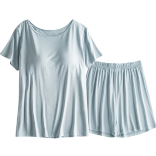 带胸垫睡衣女夏款女款夏季薄款宽松防凸点免穿文胸家居服夏可外穿