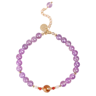 普陀山紫水晶手链女生逢考必过上岸手串转运珠小众精致送女友礼物