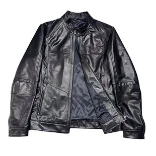 男士高端真皮皮衣青年时尚修身山羊皮皮夹克立领羽绒皮衣外套男