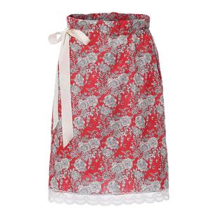 cheap art label中式红色印花蕾丝花边抽绳松紧腰半身裙26春新款