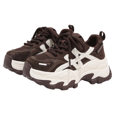 达芙妮老爹鞋棕色增高秋冬必穿款