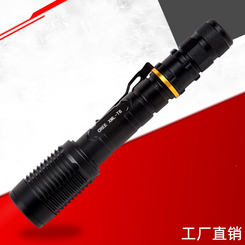LED手电筒强光Z5响尾蛇T6骑变焦双节18650照明远射充电伸缩夜户外