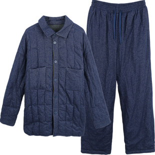朵朵可可睡衣男秋冬新款里外全棉夹棉加厚保暖高端家居服套装