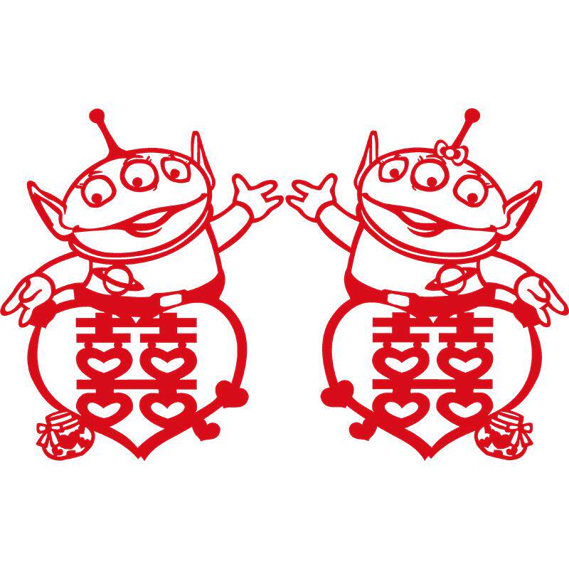 客厅新款婚礼装饰用品卡通喜字