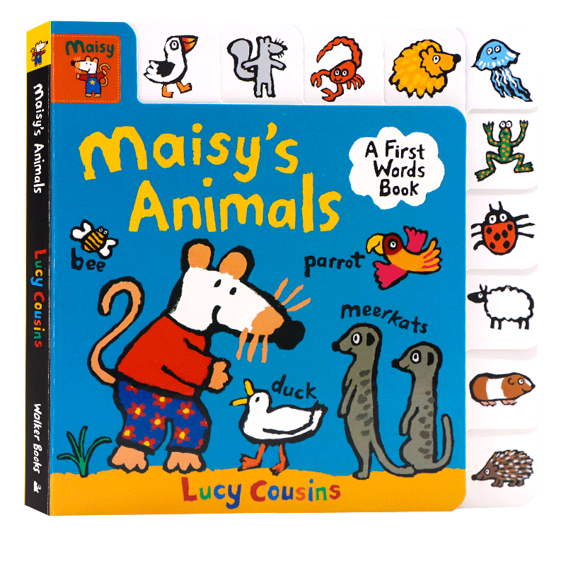 英文原版绘本 小鼠波波动物认知异形纸板书 Maisy's Animals 廖彩杏书单推荐儿童自然认知动物单词启蒙学习亲子阅读纸板书标签设计