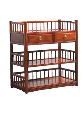 缅甸花梨全独板双抽茶水柜红木家用餐边柜实木储物柜中式置物柜