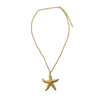 高级感金色海星吊坠项链女