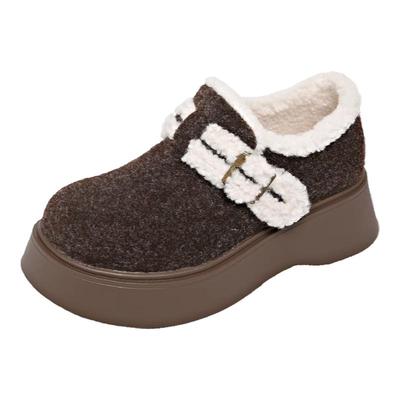 复古呢子加绒保暖勃肯鞋增高厚底