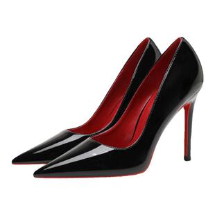 黑色高跟鞋女细跟2026年春秋新款尖头浅口cl红底鞋性感职业单鞋
