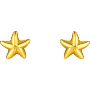 周六福黄金耳饰女计价足金星星耳钉耳针耳环首饰养耳洞节日礼物