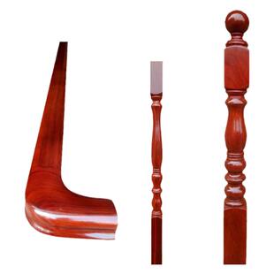 非洲紫檀红花梨原木实木质楼梯扶手护栏杆烤漆免漆成品别墅定制