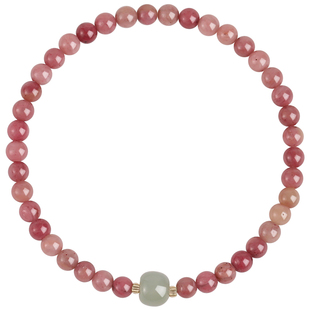 普陀山招桃花红纹石手链女天然和田玉转运珠水晶手串小众精致礼物