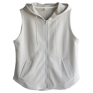 超值停产价 春秋冬马甲女卫衣纯棉连帽弧形坎肩针织拉链开衫宽松