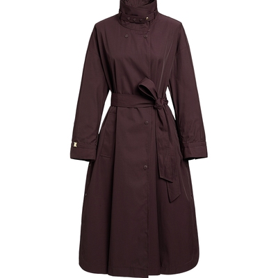 红袖商场同款HOPESHOW2025秋新款女装安可拉红系带两穿领长款风衣