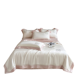 轻奢高级感冰丝夏被空调被夏季单双人夏凉被四件套夏天水洗薄被子