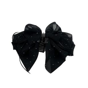 缎面网纱碎钻飘带蝴蝶结抓夹女时尚后脑勺盘发发夹高级感气质发饰