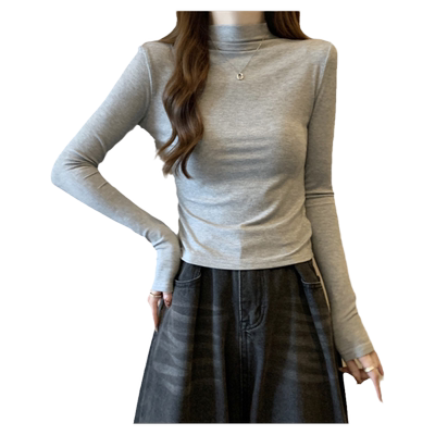 半高领褶皱打底衫女内搭加绒加厚