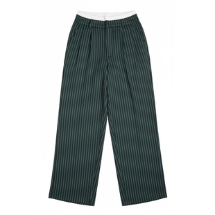 Checkered striped wide leg suit pants 撞色拼接条纹阔腿西装裤