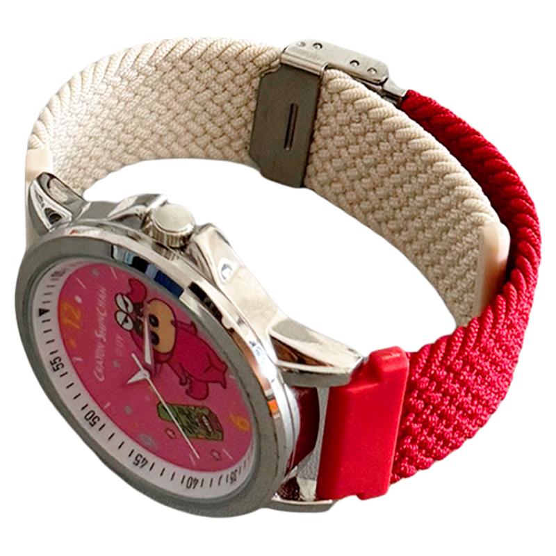 适用三福动漫小新卡通手表编织尼龙拼色表带圣诞新款20mm腕带18mm
