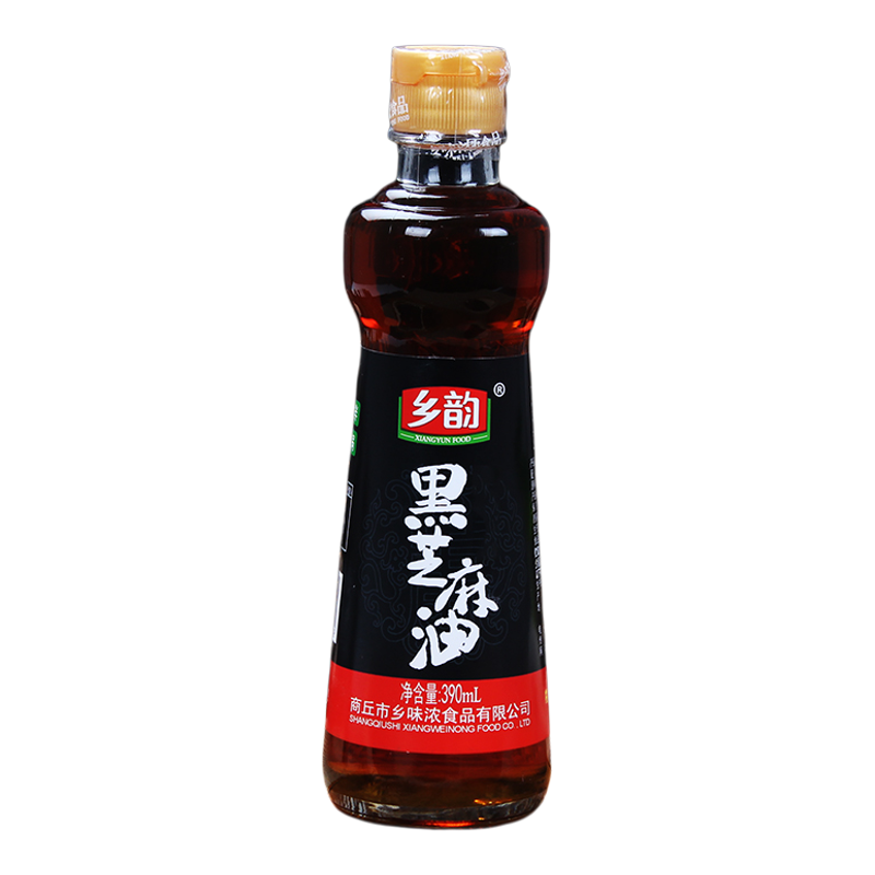 乡韵纯黑芝麻小磨香油390ml家用