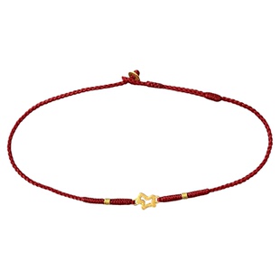 足金999生肖马黄金小隔珠本命年纯手工编织红绳国潮风镂空设计