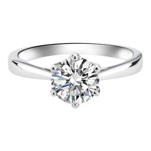 右手等待婚戒纪念日情人节礼物S925银经典六爪钻戒闭口莫桑钻戒指