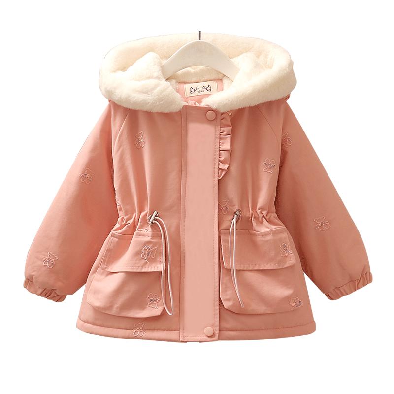 女宝宝棉服儿童1-3岁5卡通棉衣女小童冬装加绒夹棉外套翅膀派克服