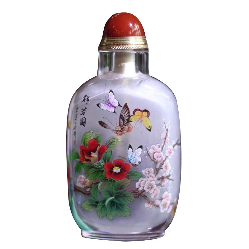 【挚爱】真正的天然白水晶鼻烟壶内画鼻烟壶