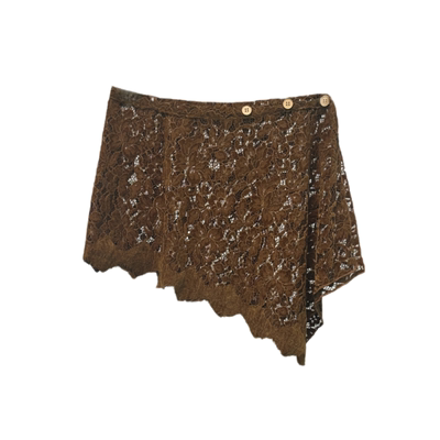 短款蕾丝遮臀A字一片式半身裙