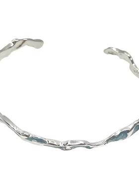 楚噢CHUO925银蓝色海浪手镯气质