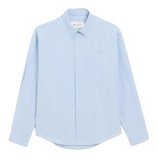 【春夏新品】Ami Paris 男女同款条纹棉府绸缝线ADC箱型衬衫 宽松