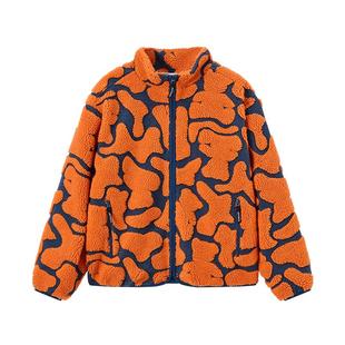 JOYRICH美式街头复古仿羊羔毛撞色提花外套25秋新品男女同款