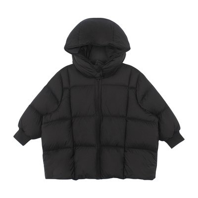 utouto冬季两色方块连帽羽绒服