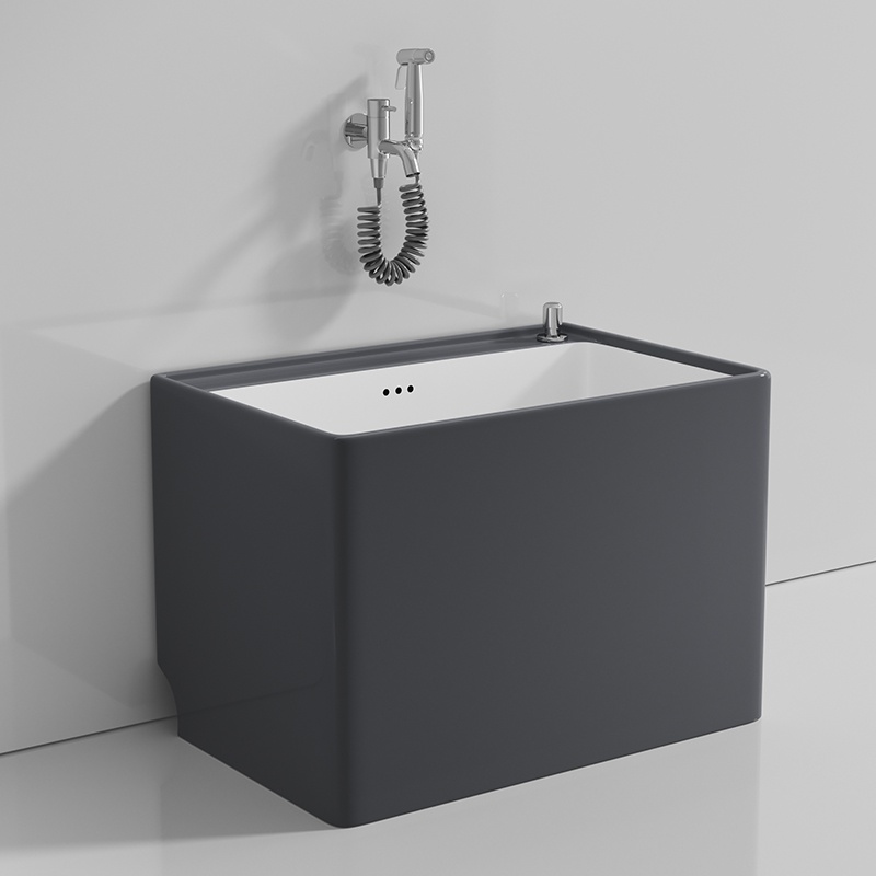 德国XORO拖把池家用阳台陶瓷墩布池卫生间长方形灰色拖布池落地式