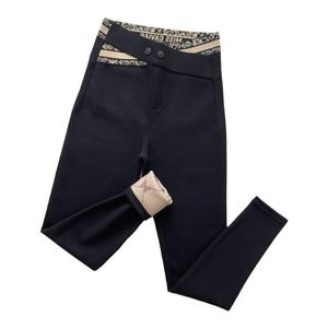 鱼子酱小黑裤女加绒交叉高腰显瘦