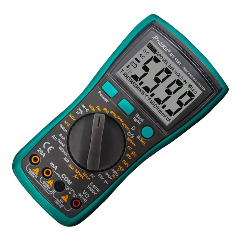 台湾宝工数字万用表高精度MT-1280防护型 数显智能防烧万能表电工