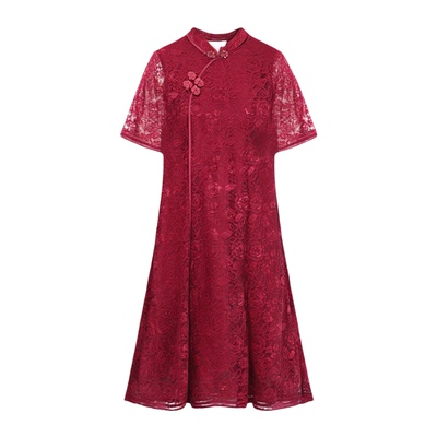 妈妈高端旗袍结婚宴礼服蕾丝裙子