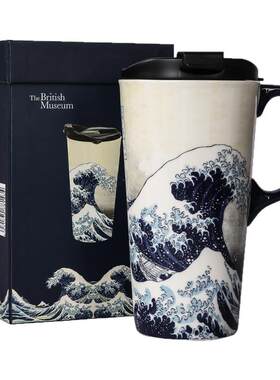 爱屋格林海浪陶瓷大容量马克杯