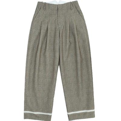 休闲直筒裤格纹褪色有尾女装