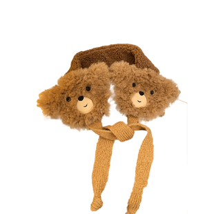 可爱毛绒小熊绑带保暖耳罩女冬季防风防寒户外骑行学生耳包耳捂子