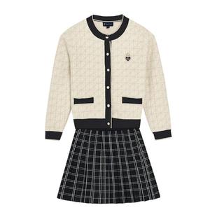 POLOWALK童装秋冬新品圆领开衫长袖女童小香风时尚长袖套装