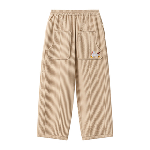 viciusss男童灯芯绒裤子2025新款秋冬儿童女孩加绒保暖休闲长裤厚