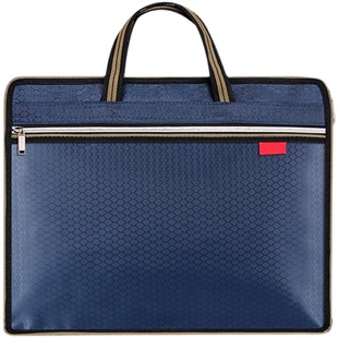 公文包牛津布手提袋文件袋手提拉链袋文件防水手提包男士女士帆布带内衬防水会议包商务会议包黑色