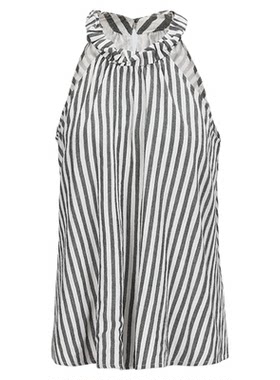 MOUSSY 春季新品法式度假风条纹挂脖无袖衬衫女028ISZ30-1241