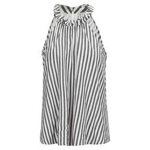 MOUSSY 春季新品法式度假风条纹挂脖无袖衬衫女028ISZ30-1241