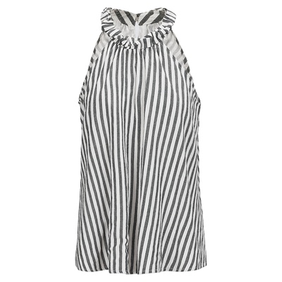MOUSSY 秋季新品法式度假风条纹挂脖无袖衬衫女028ISZ30-1241