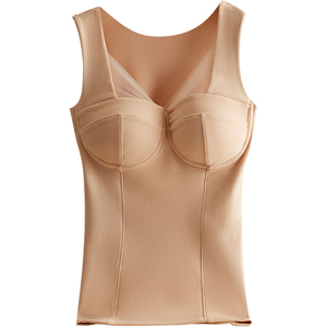女士保暖内衣背心女加绒加厚冬季德绒免穿文胸带胸垫无痕保暖衣