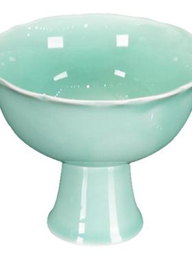 青瓷供天碗陶瓷供碗带底座碗高脚贡碗供斋碗莲花佛堂斋天碗供佛碗